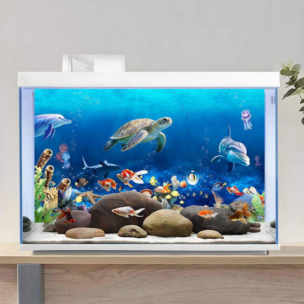 Fondo para acuario, decoración - Aquarium Fish Dolphin reseña y precio